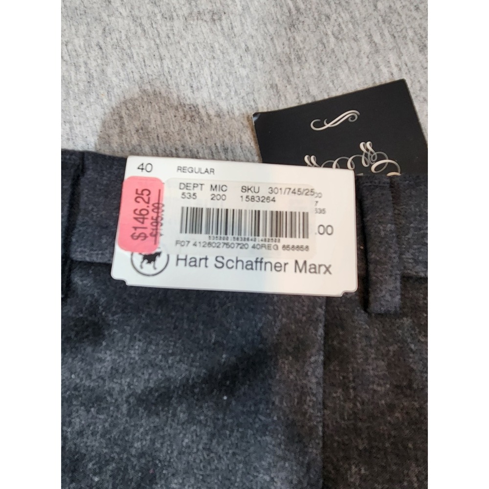 Hart Schaffner Marx Gold Dress Pants Men 40 Grey NEW Merino Wool unhemmed Pleat - Picture 8 of 11
